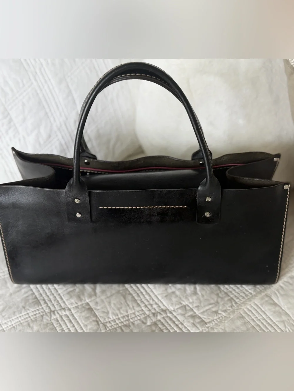 Kate Spade Rare Baguette Style Black Leather Structured Tote